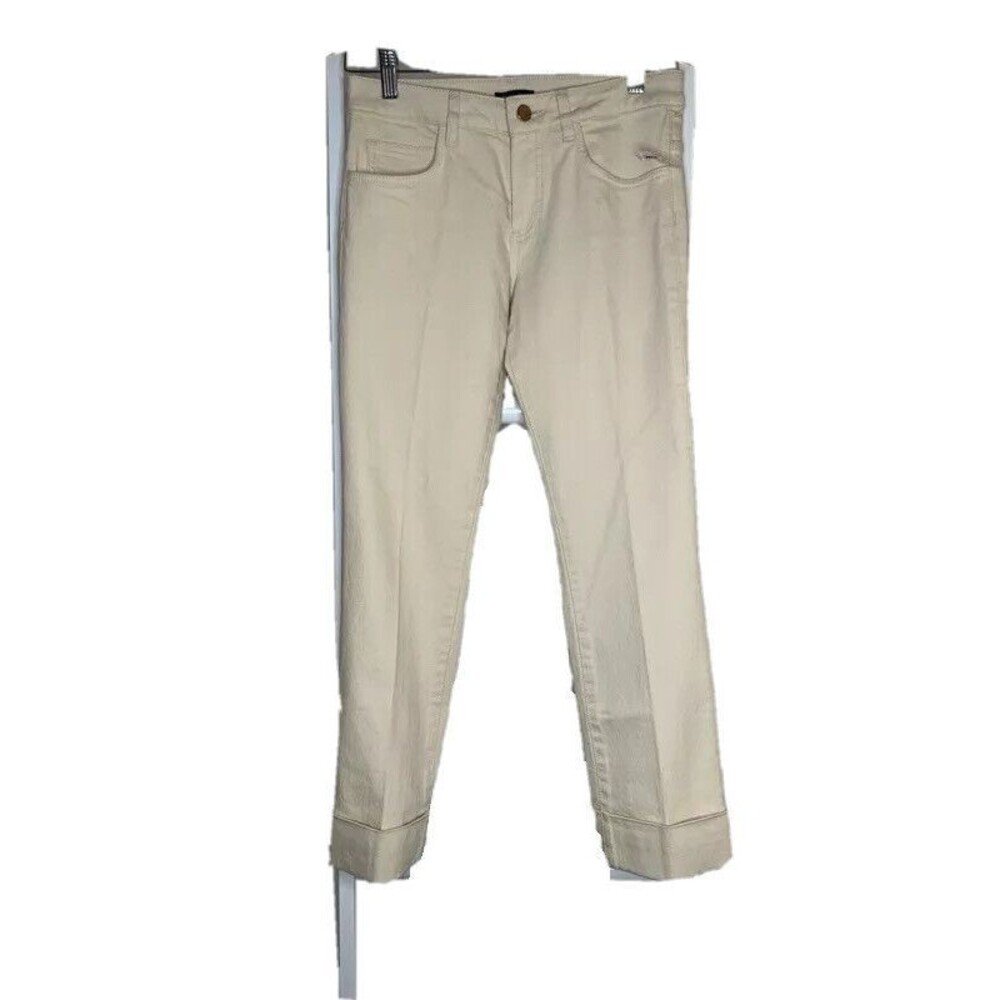 Mossimo Dutti 5 Pkt Jeans Women 4 Beige Straight Leg Denim Pants Mid Rise NEW